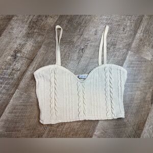 Zara SIze SMALL cream knit skinny strap tank/corset style top